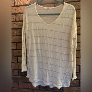 NWOT Cherish White and Purple Stripped Top S